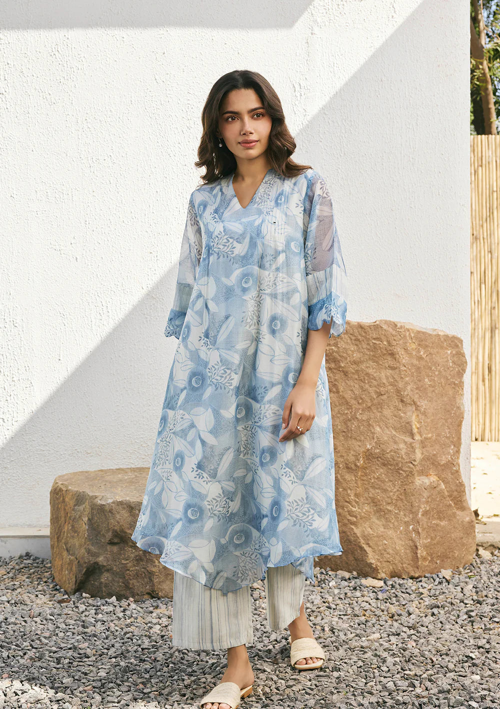 Powder Blue Pintuck Co-ord Set