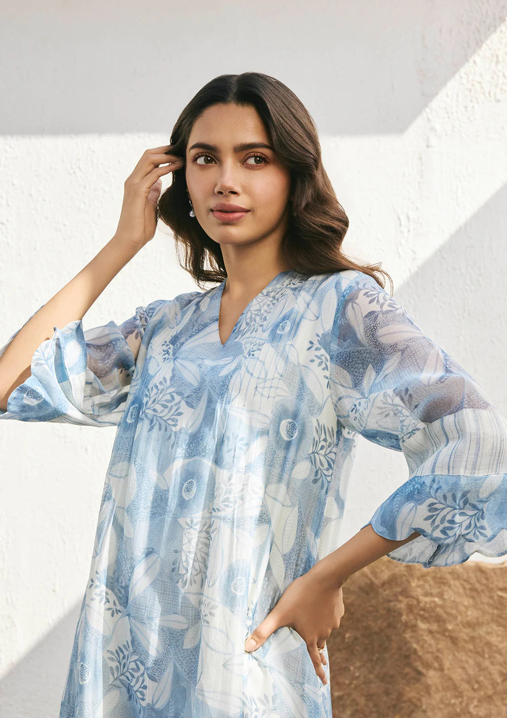 Powder Blue Pintuck Co-ord Set