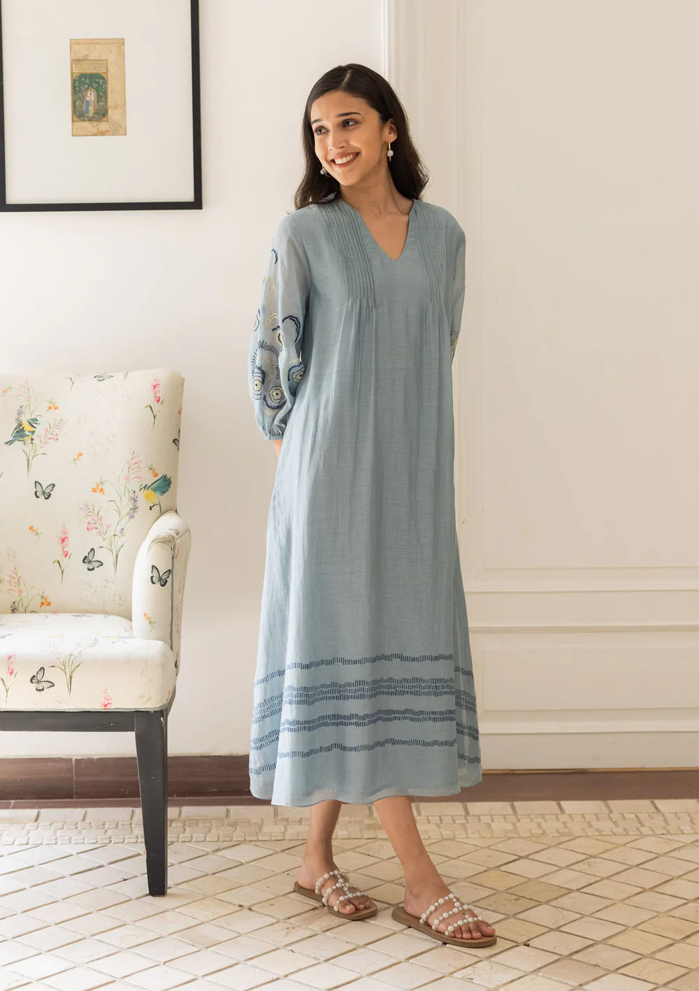 Powder Blue Embroidered Dress