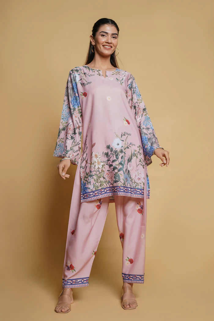 Printkari Poly Muslin Co-ord set in Pink