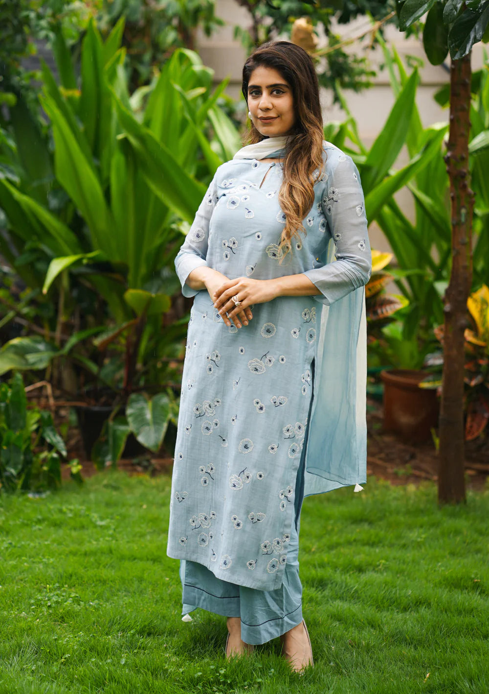 Sky Embroidered Kurta Set
