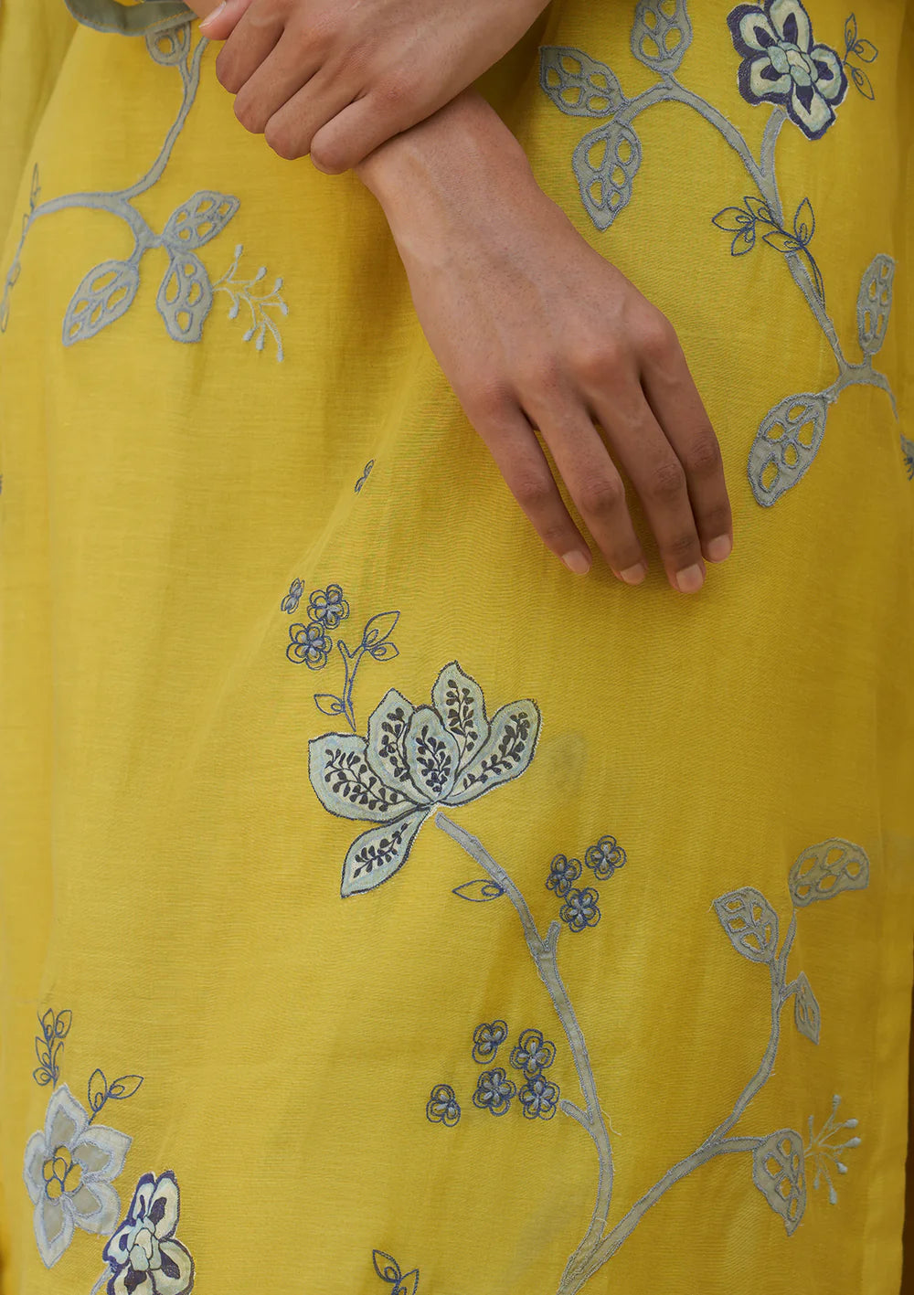 Daffodil Applique Embroidered Kurta Set