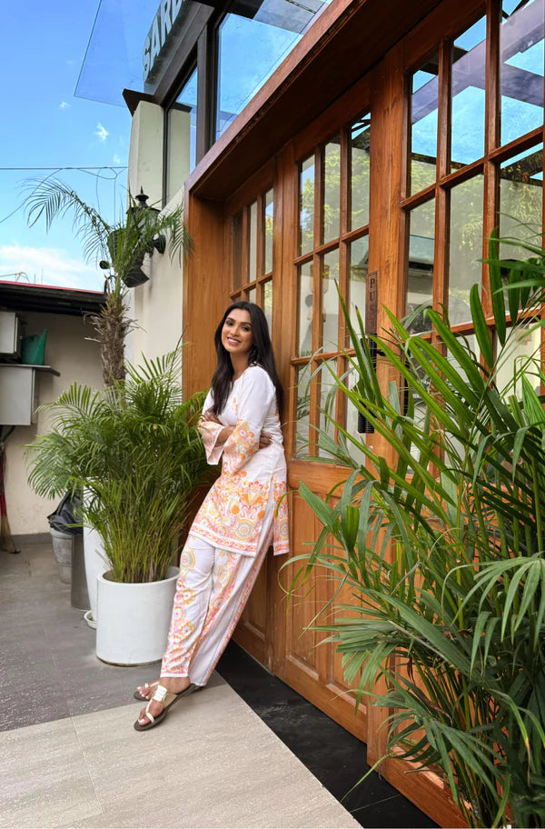 Printkari Poly Muslin Co-ord set in Orange