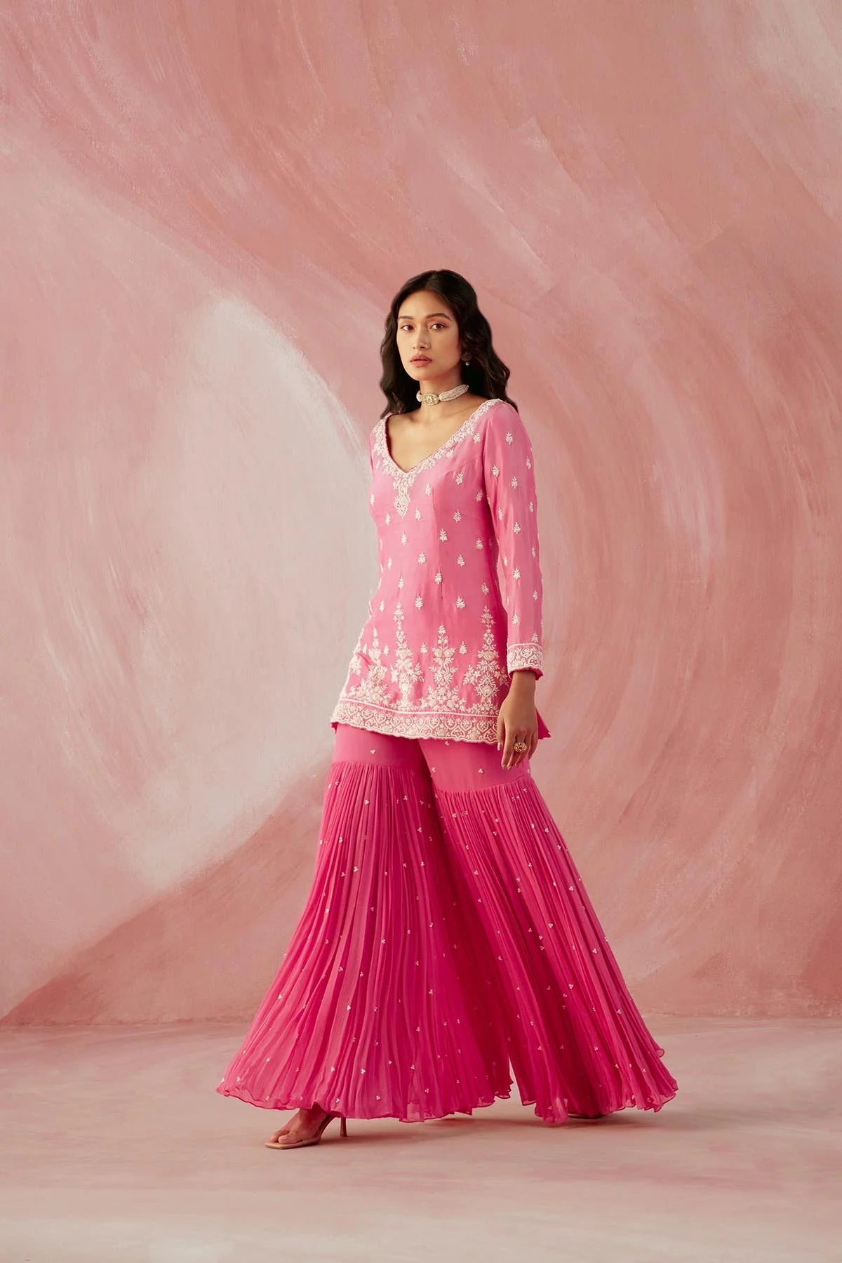 Fuschia Pink Pearl Gharara Se