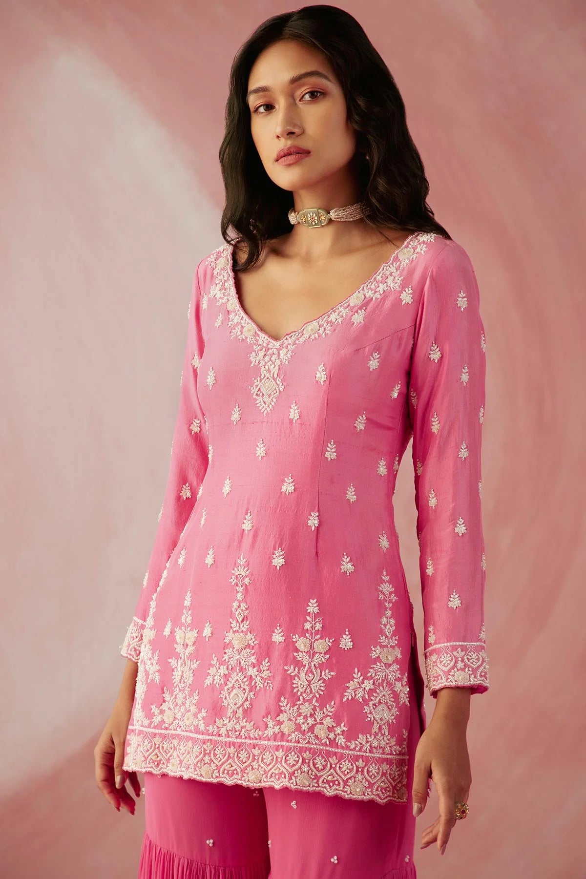 Fuschia Pink Pearl Gharara Se