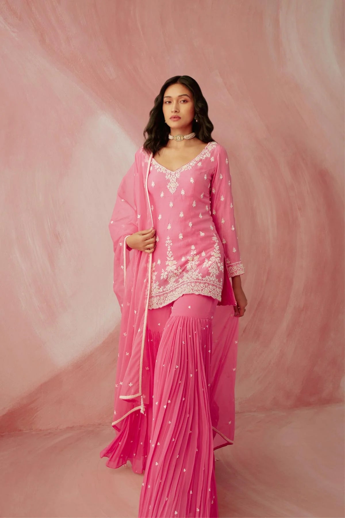 Fuschia Pink Pearl Gharara Se